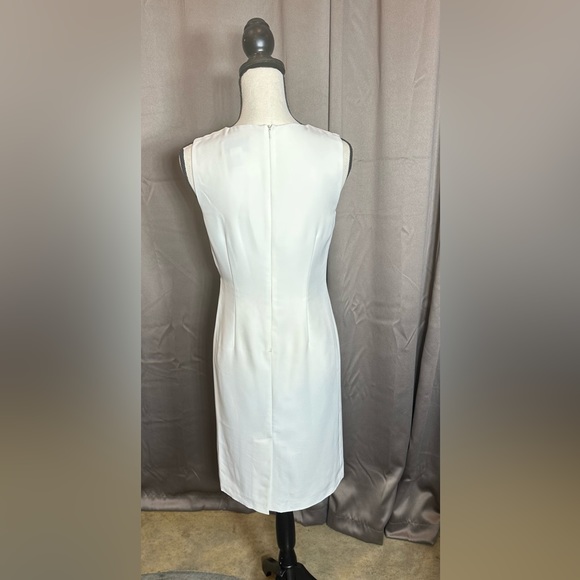 White sheath dress from Bloomingdale’s, pleated shoulder detail, size 4 - Picture 2 of 4